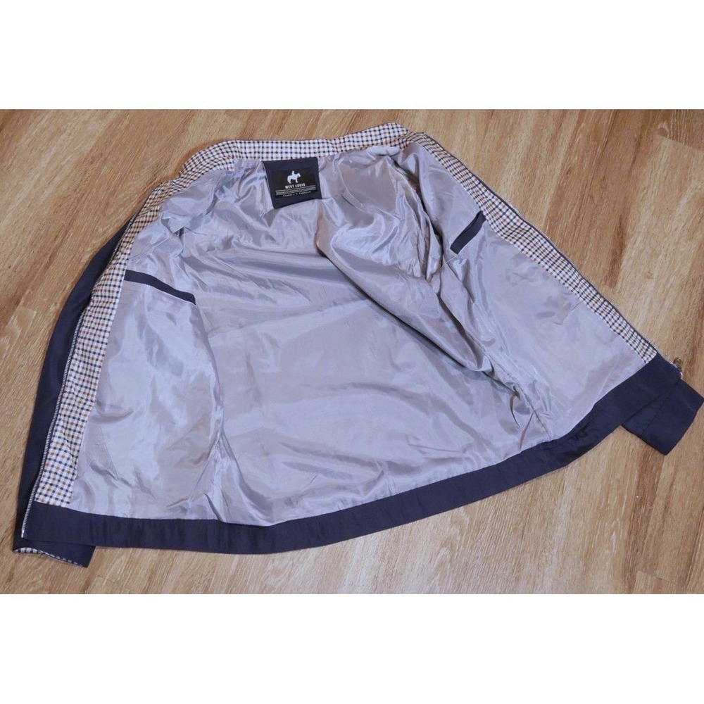West Louis Men's Navy Blue Stand-Up Collar Full Zip Windbreaker Jacket - Picture 3 of 3